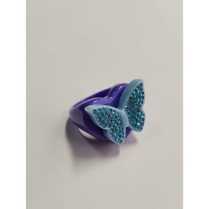 Sparklemuse Acrylic Crystal Butterfly Heart Ring Size 9
